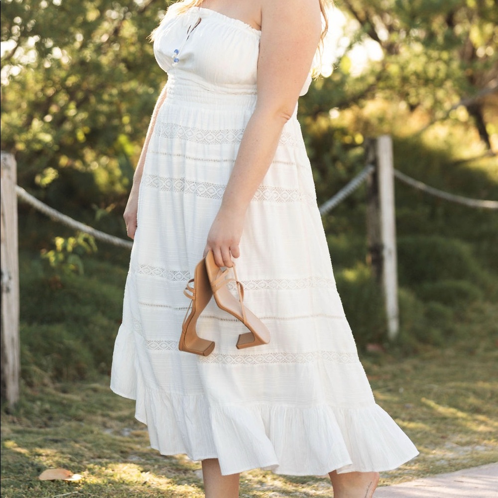 White flowy midi dress